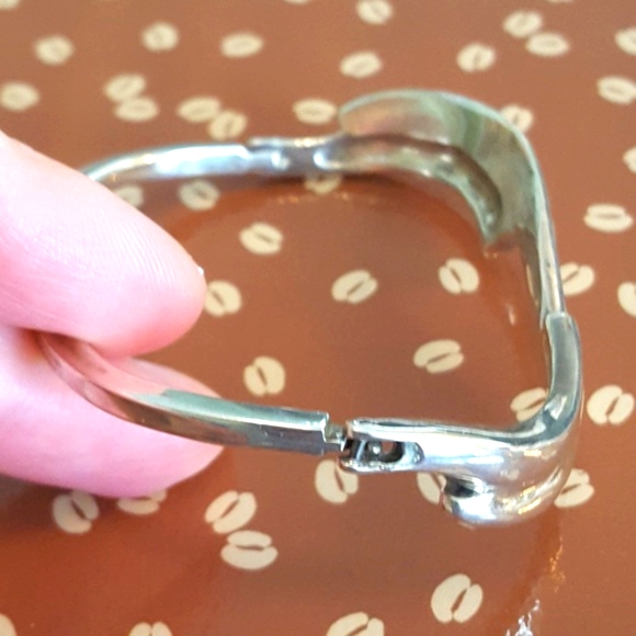 Vintage Real Silver Wave Hook Latch Bracelet - Picture 3 of 5